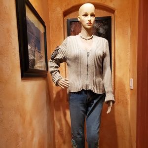 Anthropologie One Girl Who, Tan, Large Sweater